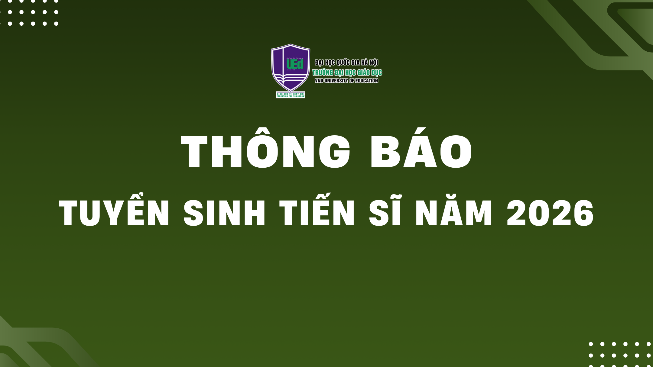 Thông báo tuyển sinh Tiến sĩ năm 2026